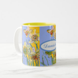 Farniente Handgemälde Gelbe Blüten Zwei- Zweifarbige Tasse