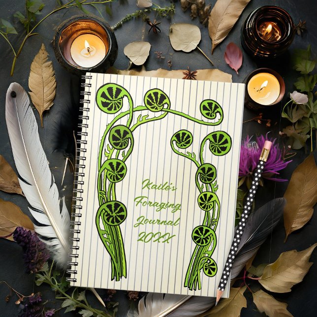 Farnjournal mit Fiddlehead-Motiv, individuelles Fr Notizblock (Von Creator hochgeladen)