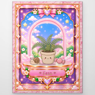 Farnpflanze, Kawaii Kunst Postkarte