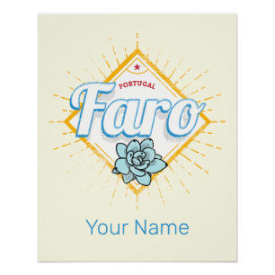 Faro Algarve Portugal Retro Sukkulenten Vintage Poster