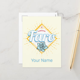 Faro Algarve Portugal Retro Sukkuline Vintag Feiertagspostkarte