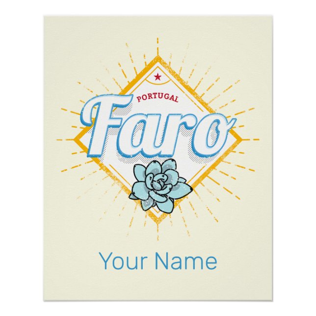 Faro Algarve Portugal Retro Sukkuline Vintag Poster (Vorderseite)