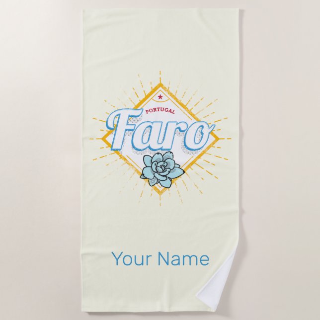 Faro Algarve Portugal Retro Sukkuline Vintag Strandtuch (Vorderseite)