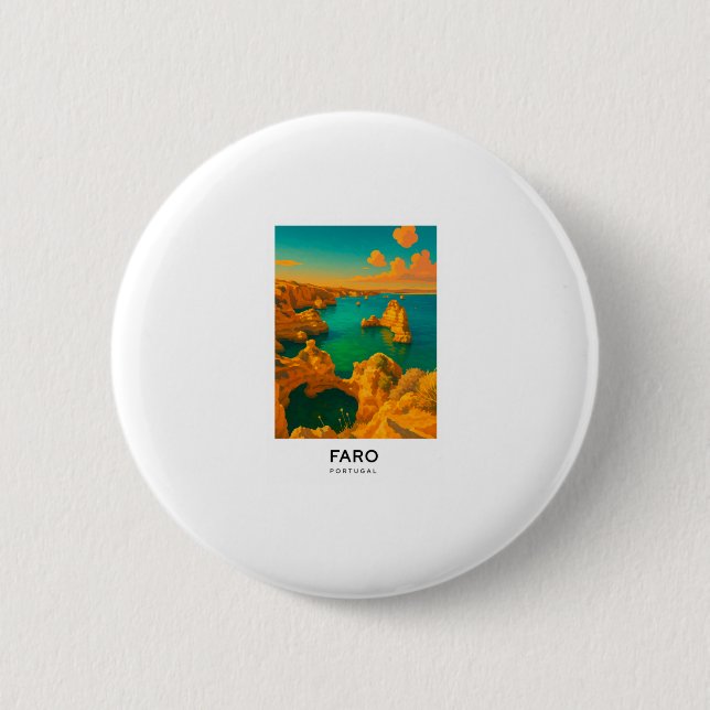 Faro - Portugal Reiseplakat  Button (Vorderseite)