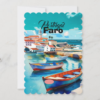 Faro Portugal Travel Postcard Art, Portugal Travel Feiertagskarte
