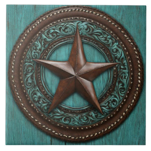 Faro Ranch Country Western Türkis Texas Star Fliese