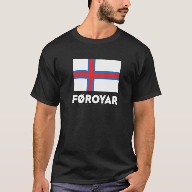Faroe Islands Flag Føroyar White Blue Red T-Shirt (Vorderseite)