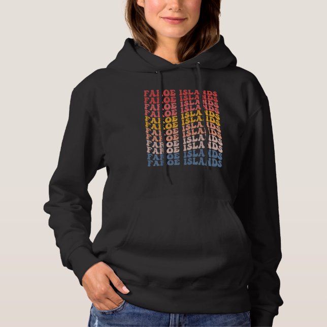Faroe Islands Groovy Retro Faroese Hoodie (Vorderseite)