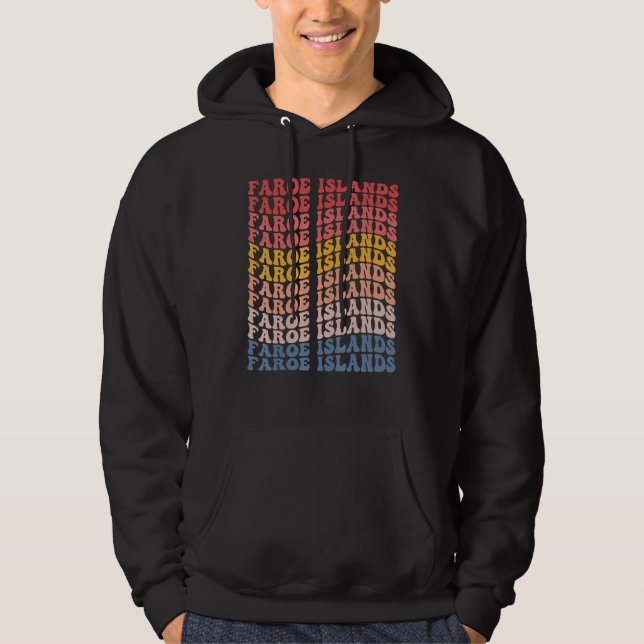 Faroe Islands Groovy Retro Faroese Hoodie (Vorderseite)