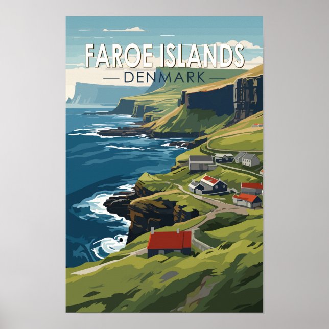Färöer Dänemark Reisen Kunst Vintag Poster (Vorne)