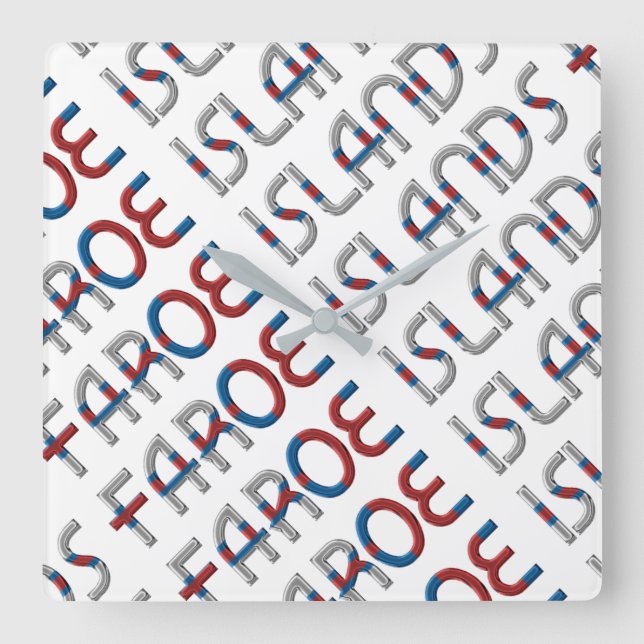 Färöer Inseln Dänemark Flaggenfarben Typografie Quadratische Wanduhr (Vorderseite)