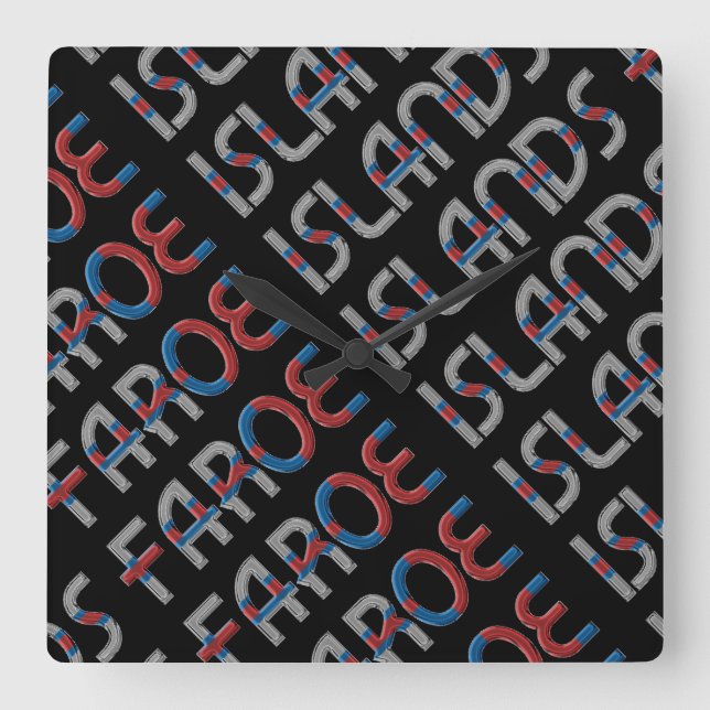 Färöer Inseln Dänemark Flaggenfarben Typografie Quadratische Wanduhr (Vorderseite)