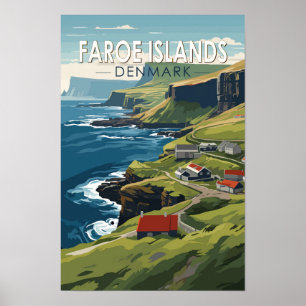 Färöer Inseln Dänemark Reise Kunst Vintage Poster