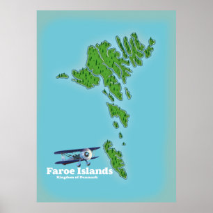 Färöer-Inseln Königreich Dänemark Karte Poster