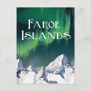 Färöer-Inseln Reiseplakat Postkarte