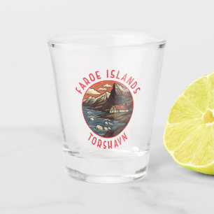 Färöer Inseln Tórshavn Retro Distressed Circle Schnapsglas