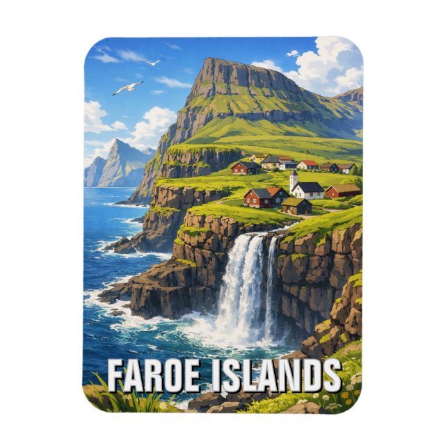 Färöer-Inseln Wasserfall Postkarte Magnet (Vertikal)
