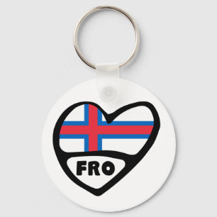 Färöer Ländercode Flag Herz Keyring, FRO Schlüsselanhänger