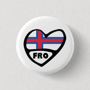 Färöer Ländercode Flaggen Herz Button Abzeichen