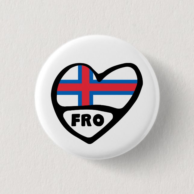 Färöer Ländercode Flaggen Herz Button Abzeichen (Vorderseite)