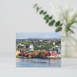 Färöer, Panoramasicht auf Torshavn, Karte