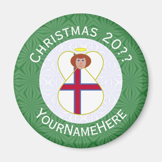 Faroese Angel Weihnachtsflagge Personalisiert Magnet (Vorne)