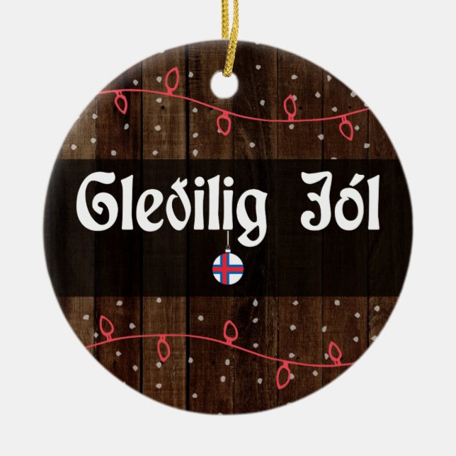 Faroese frohe Weihnachten, Gleðilig jól Rustic Sty Keramik Ornament (Vorne)
