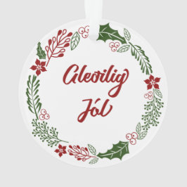 Faroese Frory Christmas Wreath, Gleðilig Jól Ornament