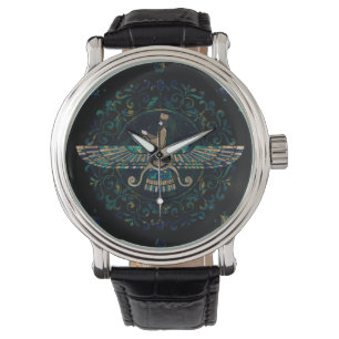 Farohar - Faravahar - Fravashi-Marmor und Gold Armbanduhr