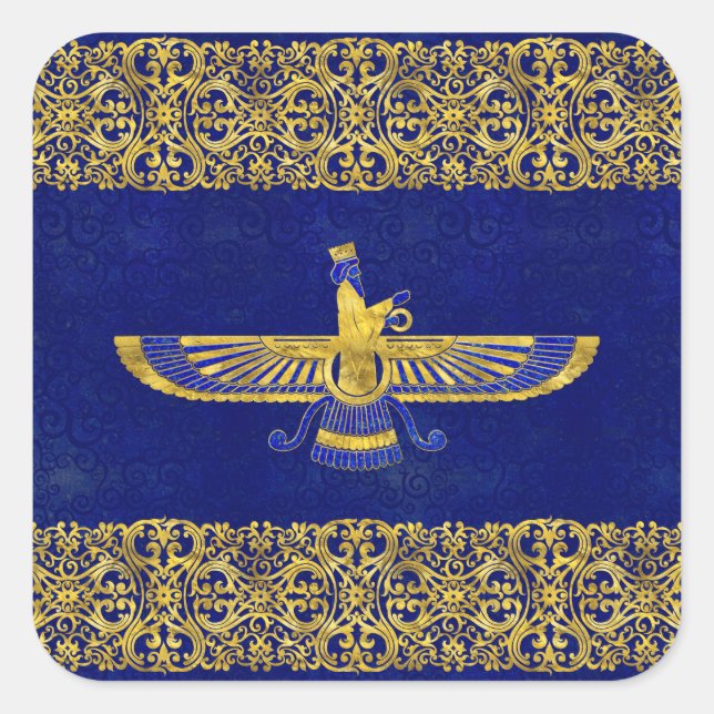 Farohar - Faravahar - Fravashi Quadratischer Aufkleber (Vorderseite)