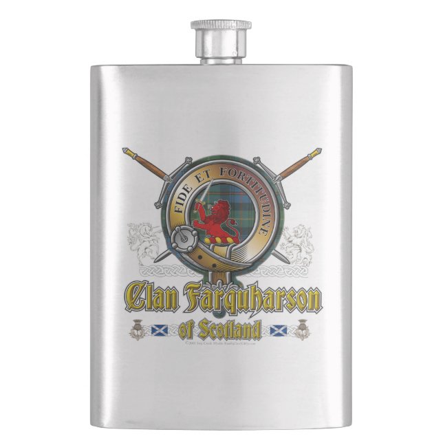 Farquharson Clan Abzeichen Flachmann (Vorderseite)