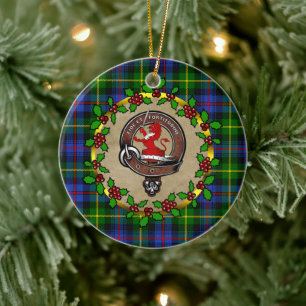 Farquharson Clan Abzeichen & Tartan Personalisiert Keramik Ornament