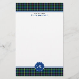 Farquharson Clan Blue und Green Tartan Monogram Briefpapier