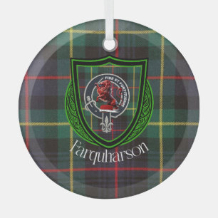 Farquharson schottischer Clan-Tartan und -Wappen Ornament Aus Glas