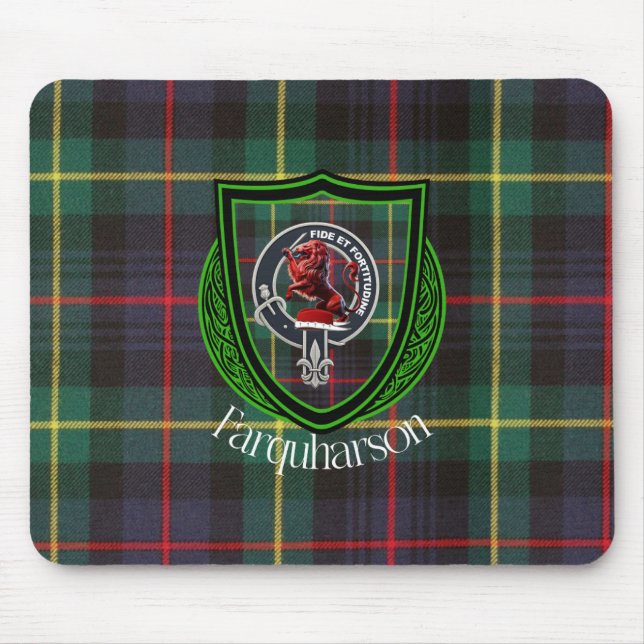 Farquharson Schottischer Clan Tartan & Wappen Mousepad (Vorne)