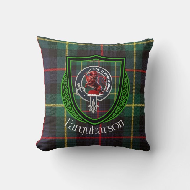 Farquharson Scottish Clan Tartan & Wappen Kissen (Vorderseite)