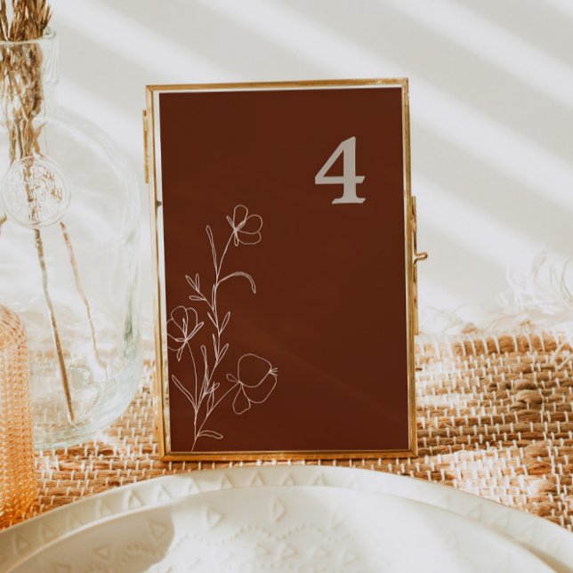 FARRAH Retro 70er Jahre Rust Floral Groovy Tischnu Einladung (Von Creator hochgeladen)