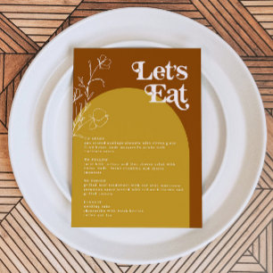 FARRAH Retro 70er Rust Lasse Arch Menu Card essen Menükarte