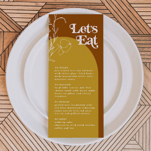 FARRAH Retro 70er Rust Lasse Arch Menu Card essen Menükarte