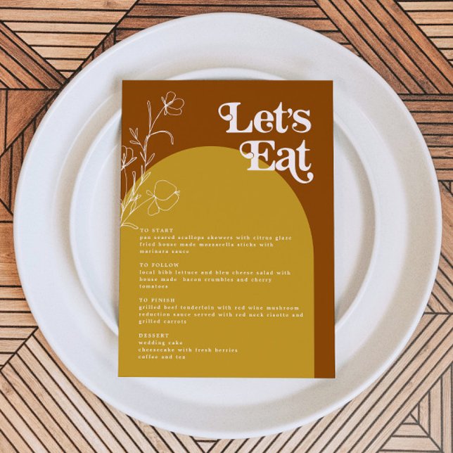 FARRAH Retro 70er Rust Lasse Arch Menu Card essen Menükarte (Von Creator hochgeladen)