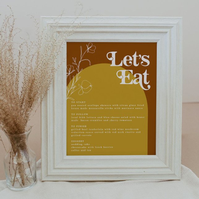 FARRAH Retro 70er Rust Lasse Arch Menu essen Poster (Von Creator hochgeladen)