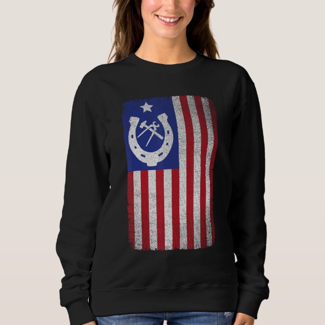 Farrier American Flag Horseshoe Horseshoeing Sweatshirt (Vorderseite)