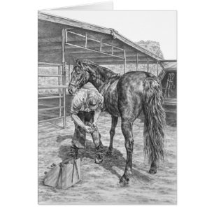 Farrier and Horse Drawing by Kelli Swan