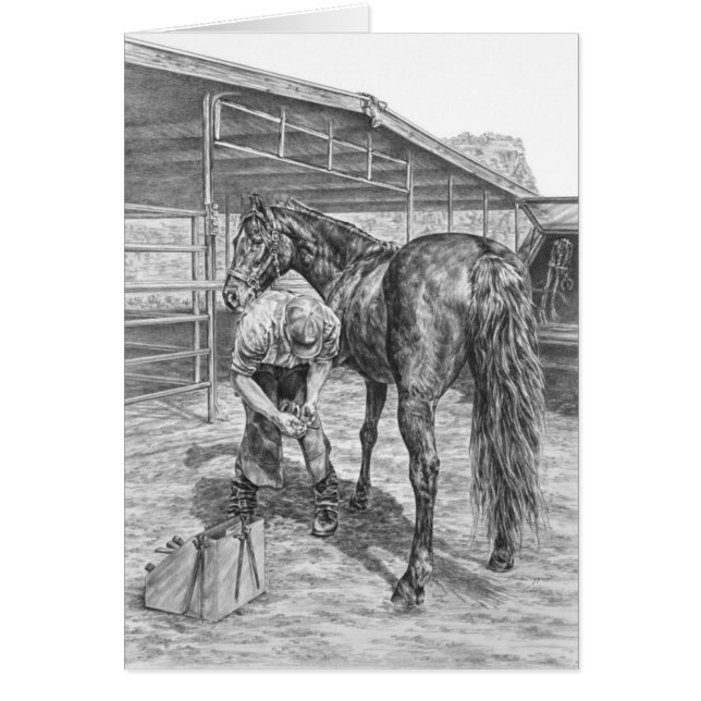 Farrier and Horse Drawing by Kelli Swan (Vorne)