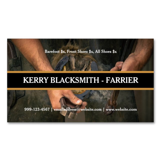 Farrier Blacksmith Horseshoeing Trimming Foto Magnetische Visitenkarte (Vorderseite)