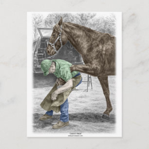 Farrier Blacksmith Shoeing Horse Postkarte