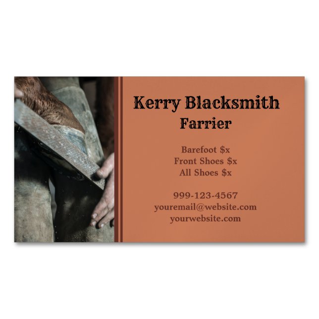 Farrier Horseshoeing und Trim Business Card Magnet (Vorderseite)