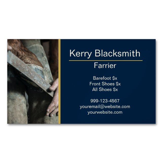 Farrier Horseshoeing und Trim Business Card Magnet (Vorderseite)