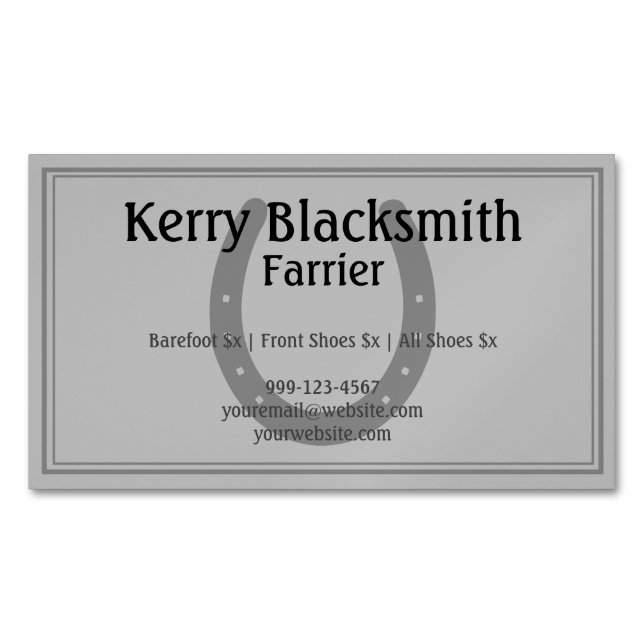 Farrier Horseshoeing und Trim Business Card Magnet (Vorderseite)