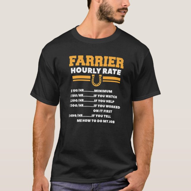 Farrier Stundenrate Blacksmith Horseshoe Forge T-Shirt (Vorderseite)